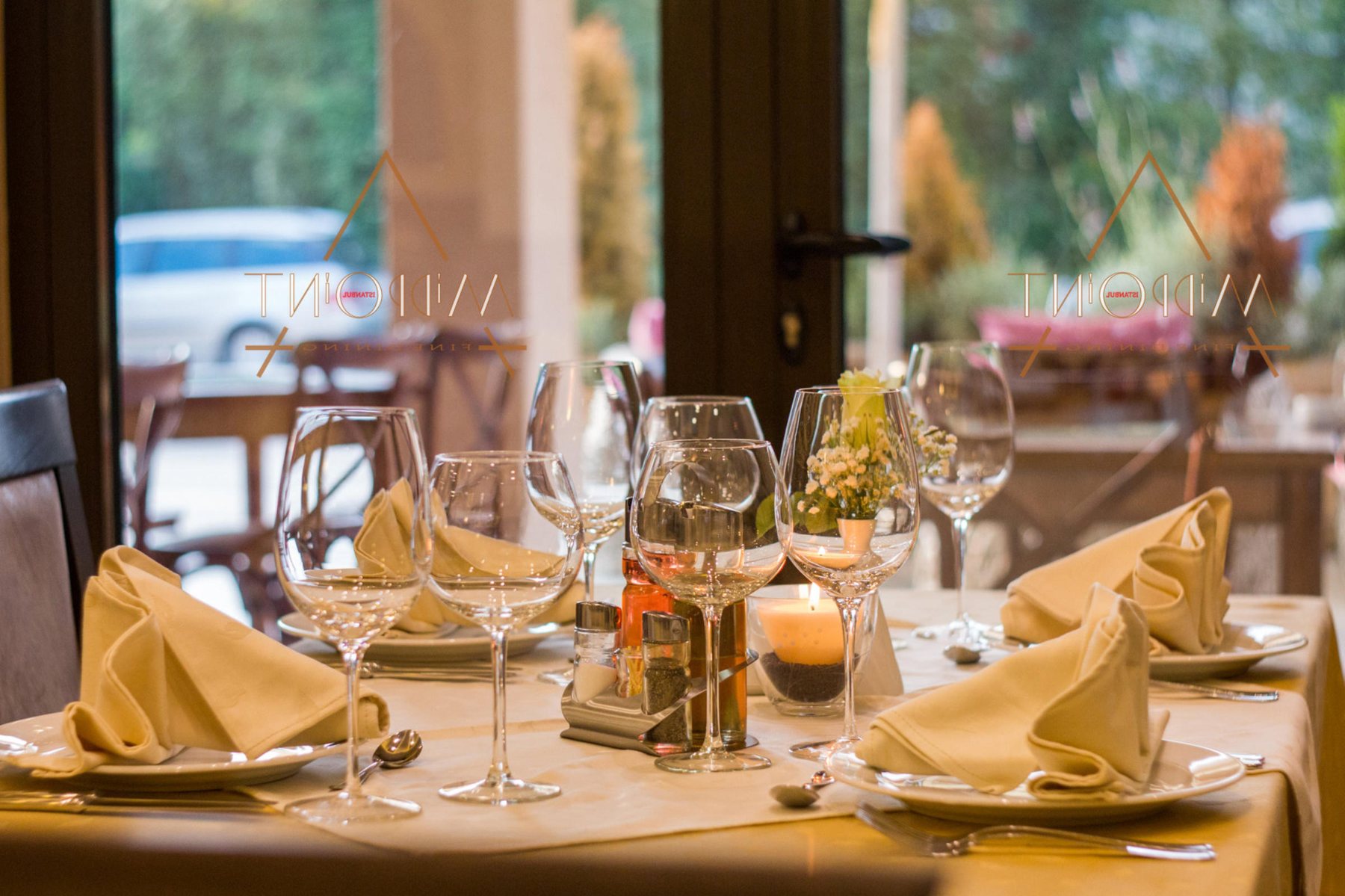 A set table at Midpoint Istanbul Fine Dining